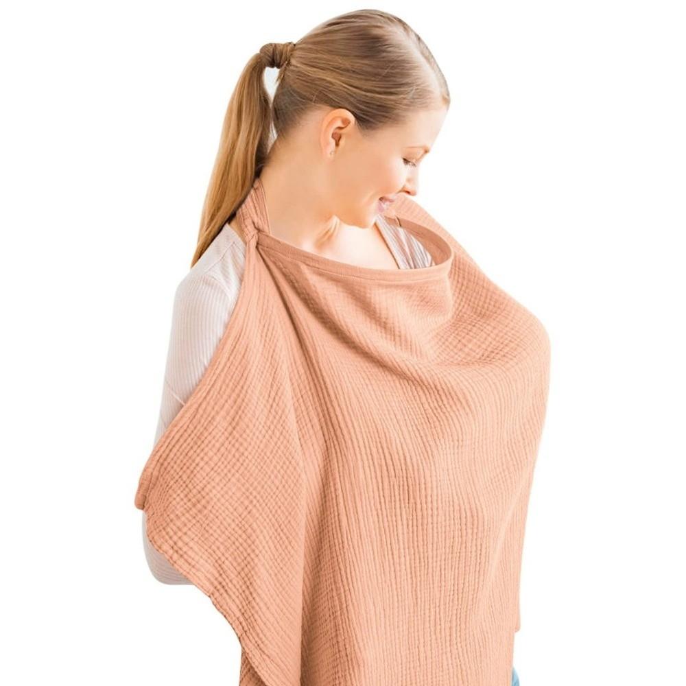 Breathable Cotton Breastfeeding Towel Adjustable Strap Nursing Cloak Breastfeeding Shawl With Pockets Solid Color