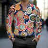 Men Collared Shirt Beige Brown Leopard Animal Print Long Sleeve Button Down Top