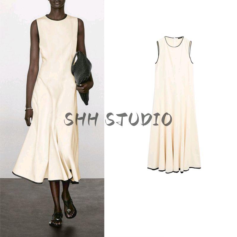 MD Summer New Product Women's Clothes French Style Fancy Gentle Contrast Color Trim Sleeveless Vest Dress 6624595