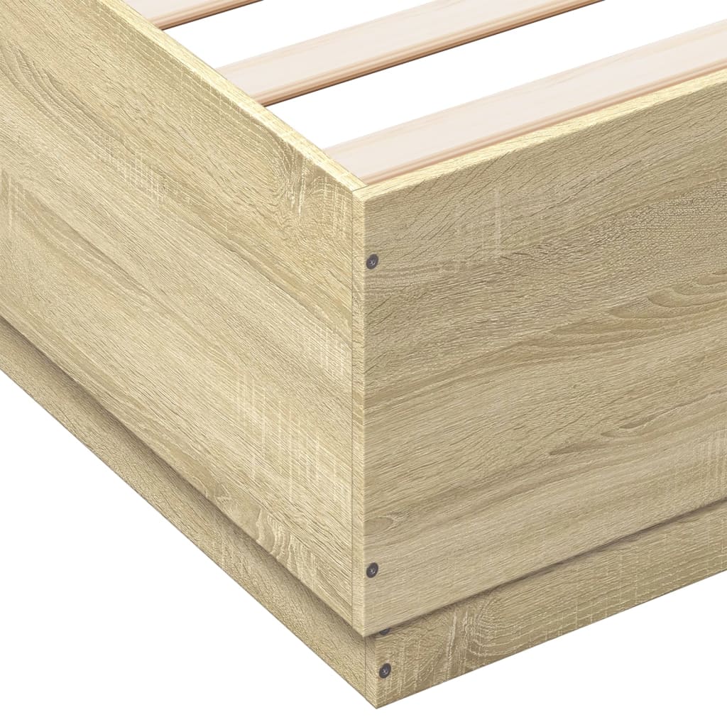 LED Bed Frame in Sonoma Oak 200x200 cm Particleboard