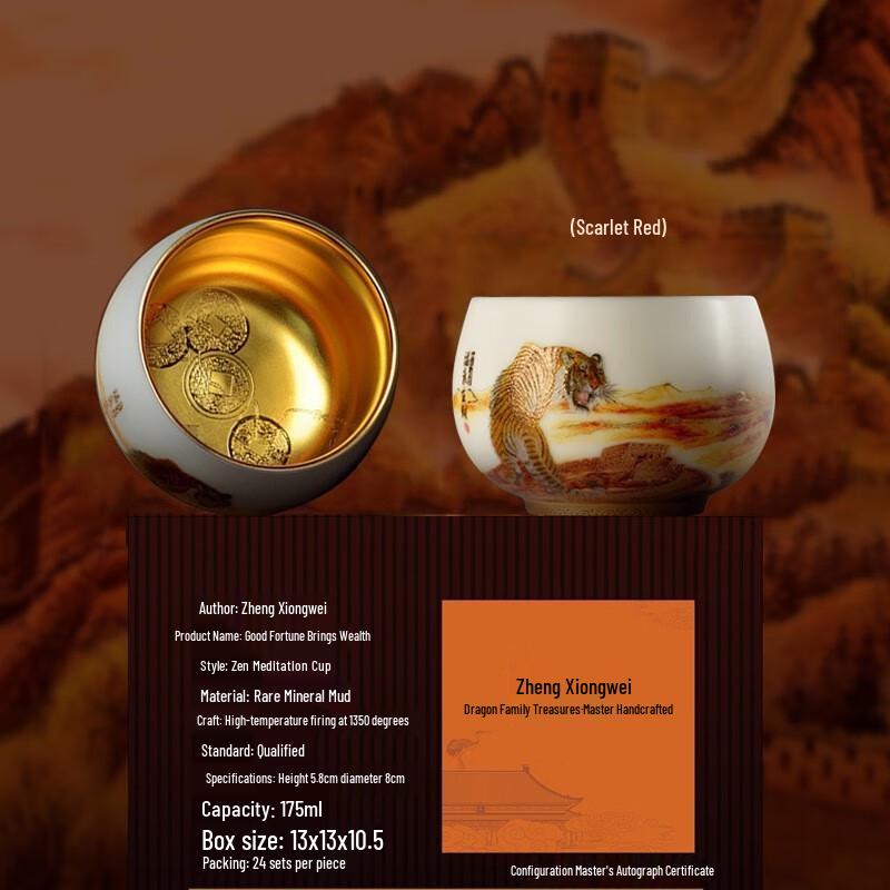 Gilded Sheep Fat Jade Porcelain Tea Cup