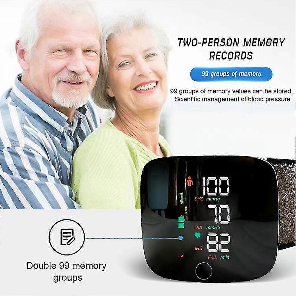 Rechargeable Wrist Blood Pressure Monitor with Large Display & Voice Broadcast, Automatic Digital Tensiometer for Home Use, Indoor Outdoor Portable