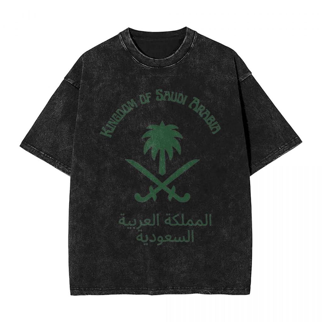 Gewaschenes T-Shirt Königreich Saudi-Arabien Hip Hop Vintage T-Shirts Oversize Streetwear Kurzarm Sommer Tops Tops Tees Männer Frauen