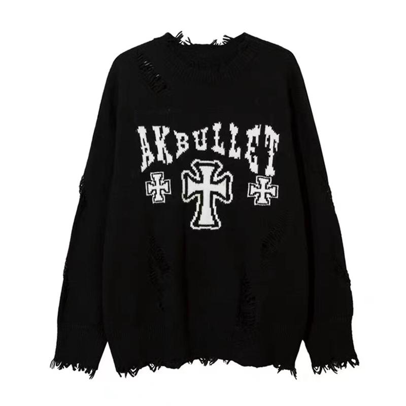 Осенне-зимний толстый свитер для мужчин в корейском стиле, модный свободный японский вязаный свитер, зимнее пальто в гонконгском стиле с ленивой нитью M чёрный