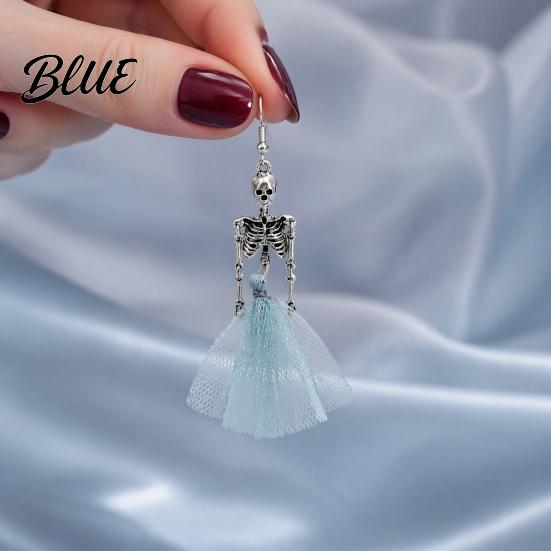 Cool Punk Earrings 1 Pair Halloween Earrings Spooky Gothic Skeleton Dangle Chic Accessories Drop Skull Articulated Jewelry for Women Trendy Holiday