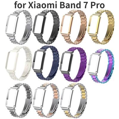 Ramka ochronna Watchband Metalowa obudowa Bransoletka Pasek ze stali nierdzewnej dla Xiaomi Band 7 Pro