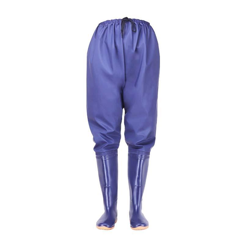 Rain Boots Blue Waterproof Waist-length Pvc Fishing Qualcomm Waterproof Shoes Non-slip and Wear-resistant