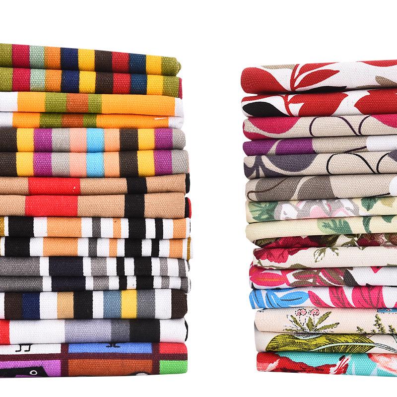 Canvas Floral Cotton Fabric for Sofa, Tablecloth, Stripe Curtains, Pillows & Remnants Clearance