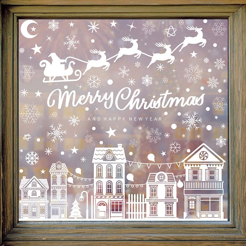 1/2/4/5/6/9/10 Pcs Creative Christmas Decorations, Electrostatic Stickers, Shop Window Decorations, Christmas Glass Stickers