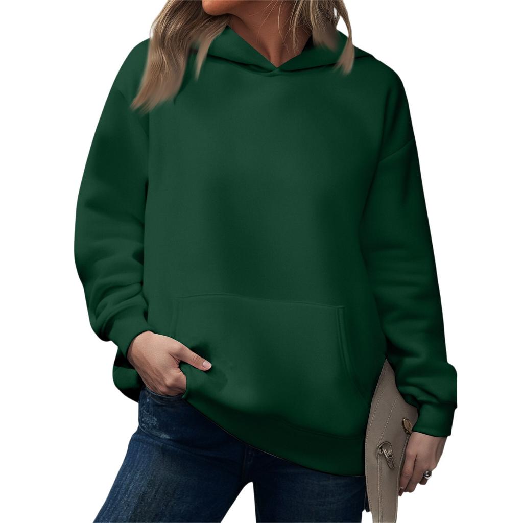 Fashionable Women's Hooded Sweatshirt Casual Pocket Top Loose Pullover