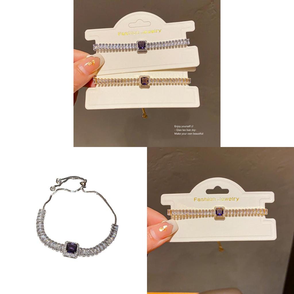 Geometric Zircon Square Pendant Adjustable Bracelet For Women Gift