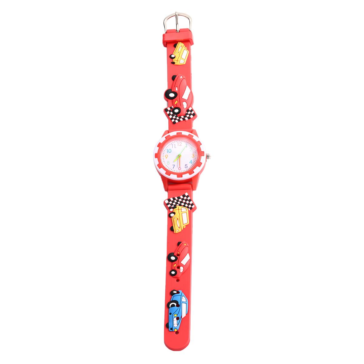 

Cute cartoon racing silicone strap color scale children s quartz watch, suitable for children s daily wear, Christmas gifts красный