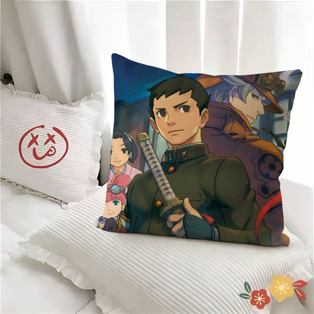 Pc Classic Animation Game Ace Attorney Pillow Case Fashion Square Pillowcase Bedroom Sofa Room Ins Decoration Leisure