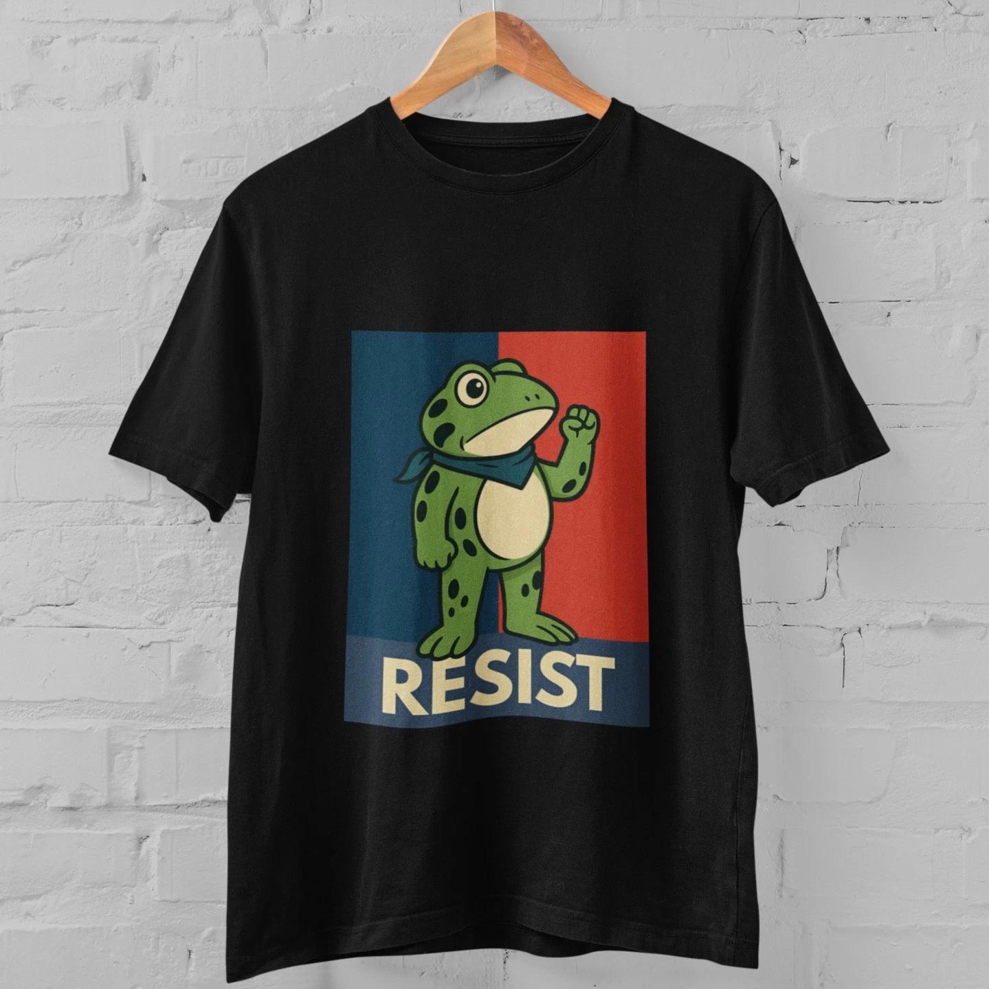 Portland Protest Frog Graphic T-Shirt Resist Design Retro Art Tee Unisex Casual L