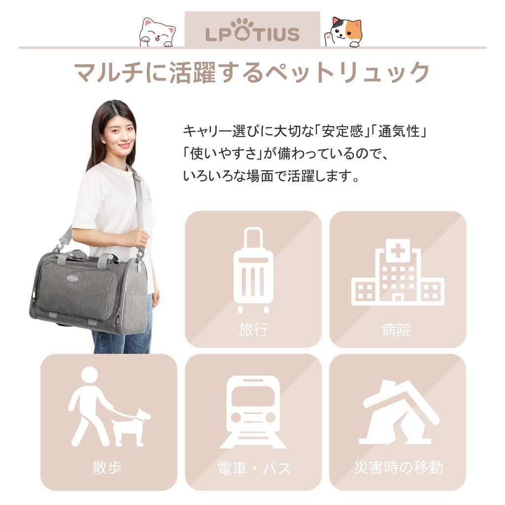 LPOTIUS Faltbare Haustiertransportbox Kleine Transportbox Katzen Hundetransportbox Kommt mit Leine, um zu verhindern, dass Haustiere herausspringen Haustiertransportbox Abnehmbar Ideal zum Reisen