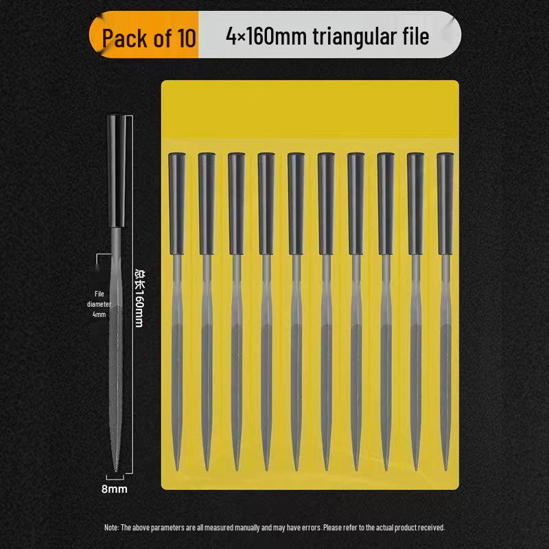 Mini Assorted Steel File Set: Triangular & Flat Files for Metal & Wood Grinding