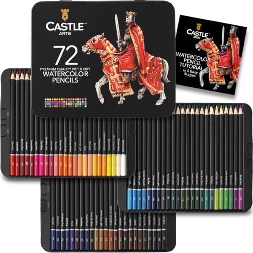 Castle Art Surprise 72-Piece Watercolor Pencil Set | Vibrant Premium Pigments for Blending, Drawing, and Coloring | For Adults, Hobbies, and Professio