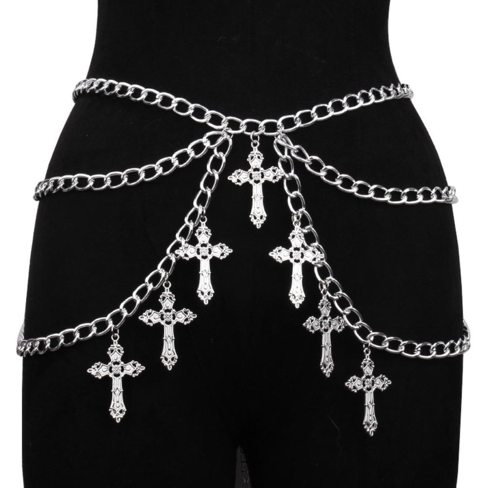 Temperament Hollowing  Cross Waist Chain Hottie Multi-layer Waist Chain  Women