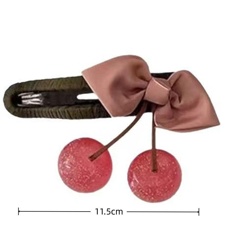 Large Size Cherry Bow Duckbill Hair Clip For Women Exquisite Hair Accessories Temperament The Back Of The Head Hairpin