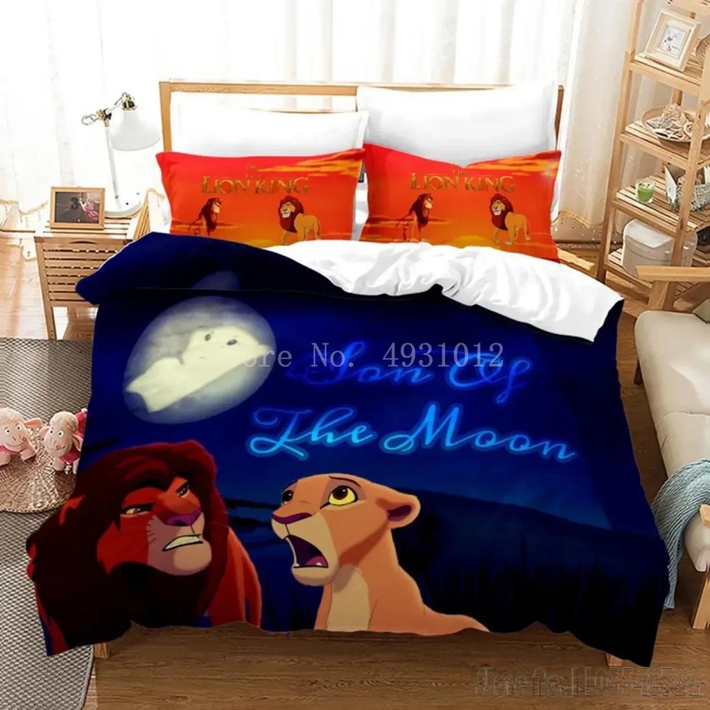 Anime König der Löwen Cartoon Bettbezug Set HD Bettdeckenbezug für Kinder Bettwäsche Sets Bettwäsche Schlafzimmerdeko