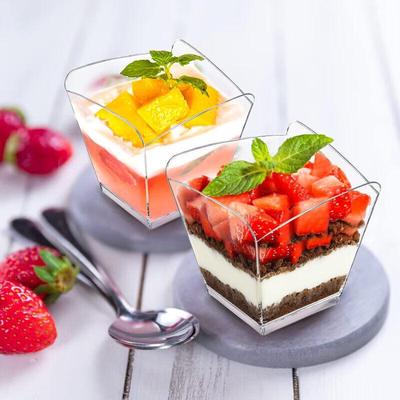 Disposable Slanted Square Mousse Cups with Spoons