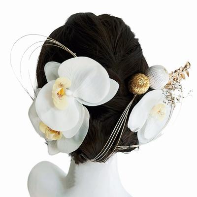 [lalabeauty] Orchideen-Haarschmuck, Haarschmuck für die Volljährigkeitszeremonie, Japanische Hochzeit, Hochzeitszeremonie, Weißer Kimono, Traditioneller Japanischer Haarschmuck