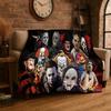 Horror Movie Character Chucky S-Scream Cartoon Flannel Blanket Soft Warm Throw Blanket for Bedroom Living Room Bed Travel Gift
