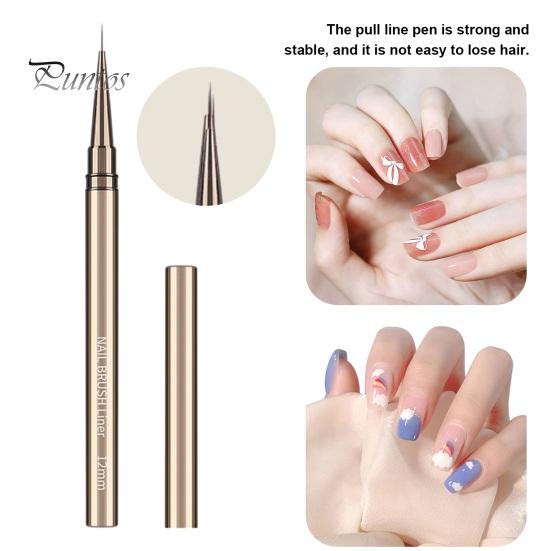 1/5Pcs Nail Art Brush Ultra-fine Nylon Hair Comfortable Grip Metal Body Portable Beginner Professional DIY Nail Art Color Drawing Liner Dotting Pen