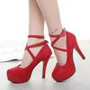 Fashion Spring New Women Pumps Outdoor Dress Ankle Strap Heels Women Fashion Shallow High Heel Shoes Round Toe Thin Heel Shoes for Women