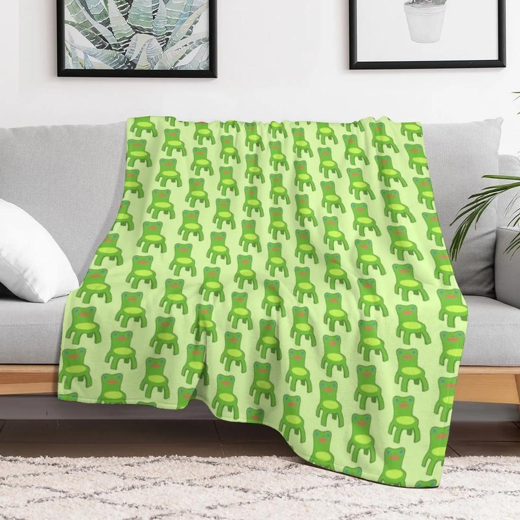Classic Froggy Chair Outlined Throw Blanket Air Conditioner Soft Blanket for Office Home