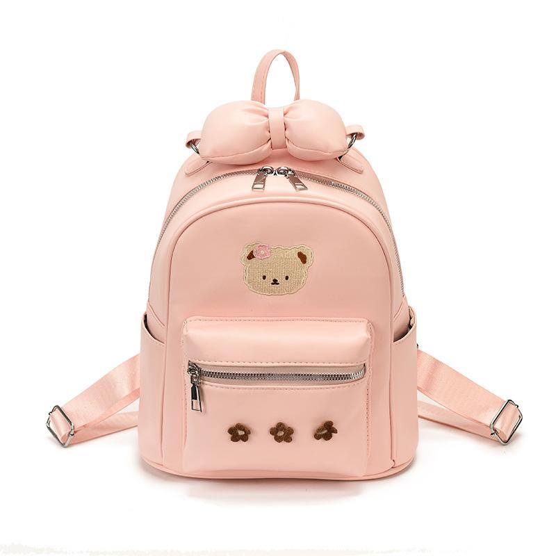 Bear Kids' Double-Shoulder Bag 3D Flower Petal Butterfly Knot Handbag - Boys' and Girls' Small Schoolbag