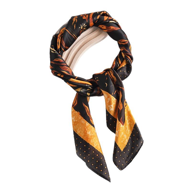 Small Floral 70 Small Square Scarf Women's High-end Scarf Fashion Commuter Printing Simulation Silk Scarf