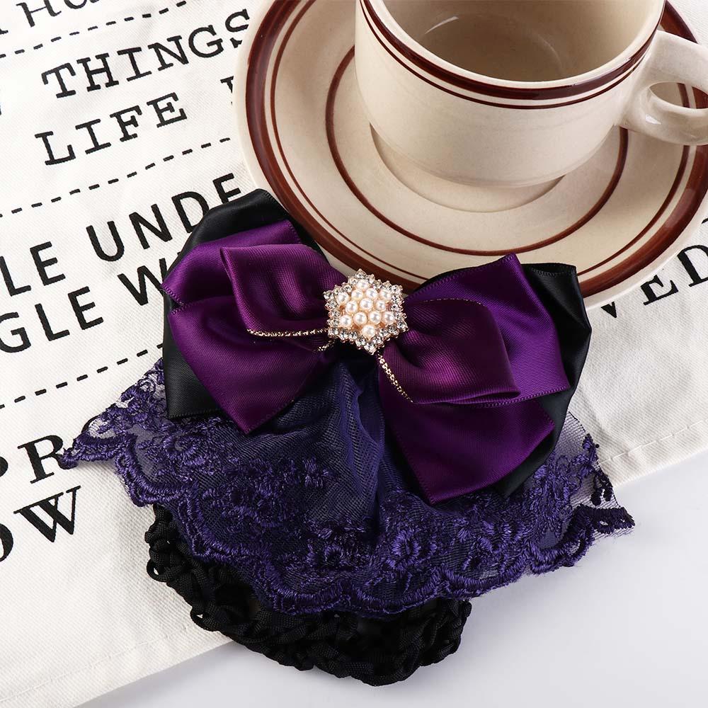 Rhinestone Bun Snood Ribbon Nurse Hair Clip Vintage Bowknot Spring Clip  Girls