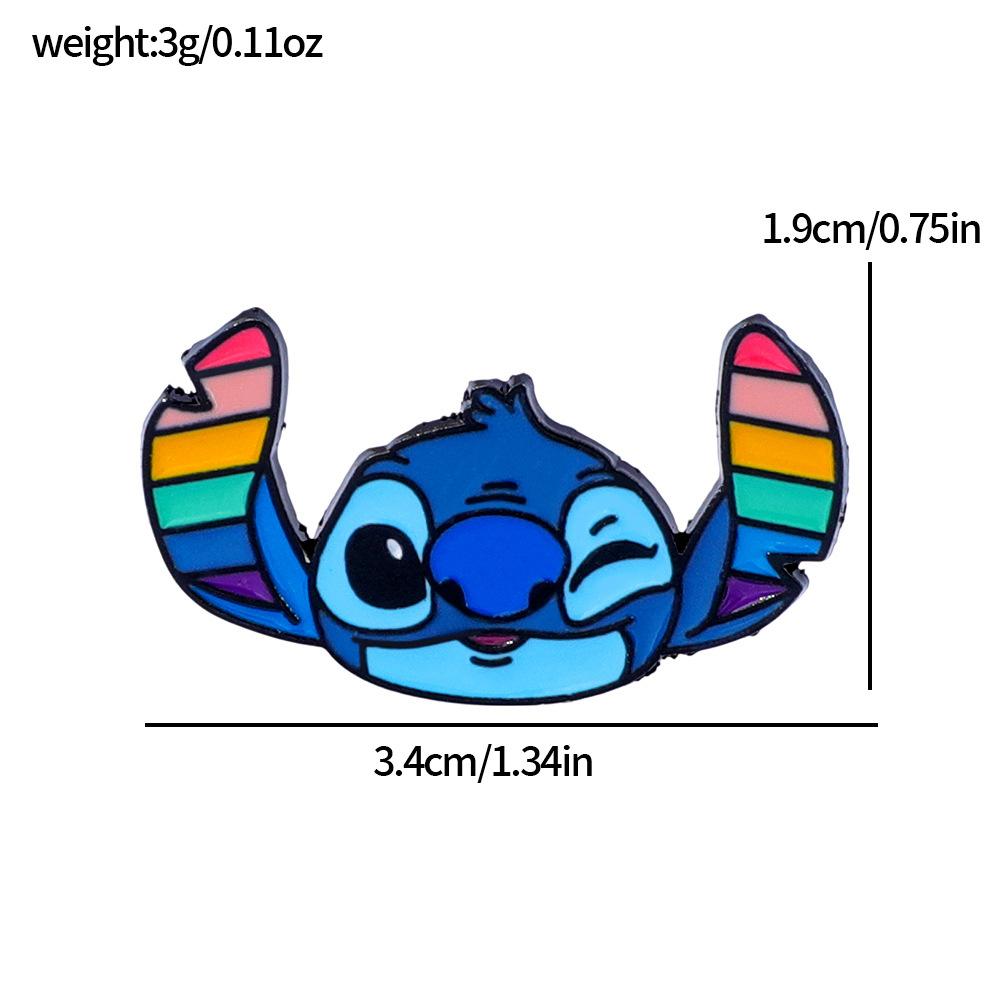 Cute Creative Personality Rainbow Stitch Metal Badge Star Baby Stitch Head Alloy Brooch