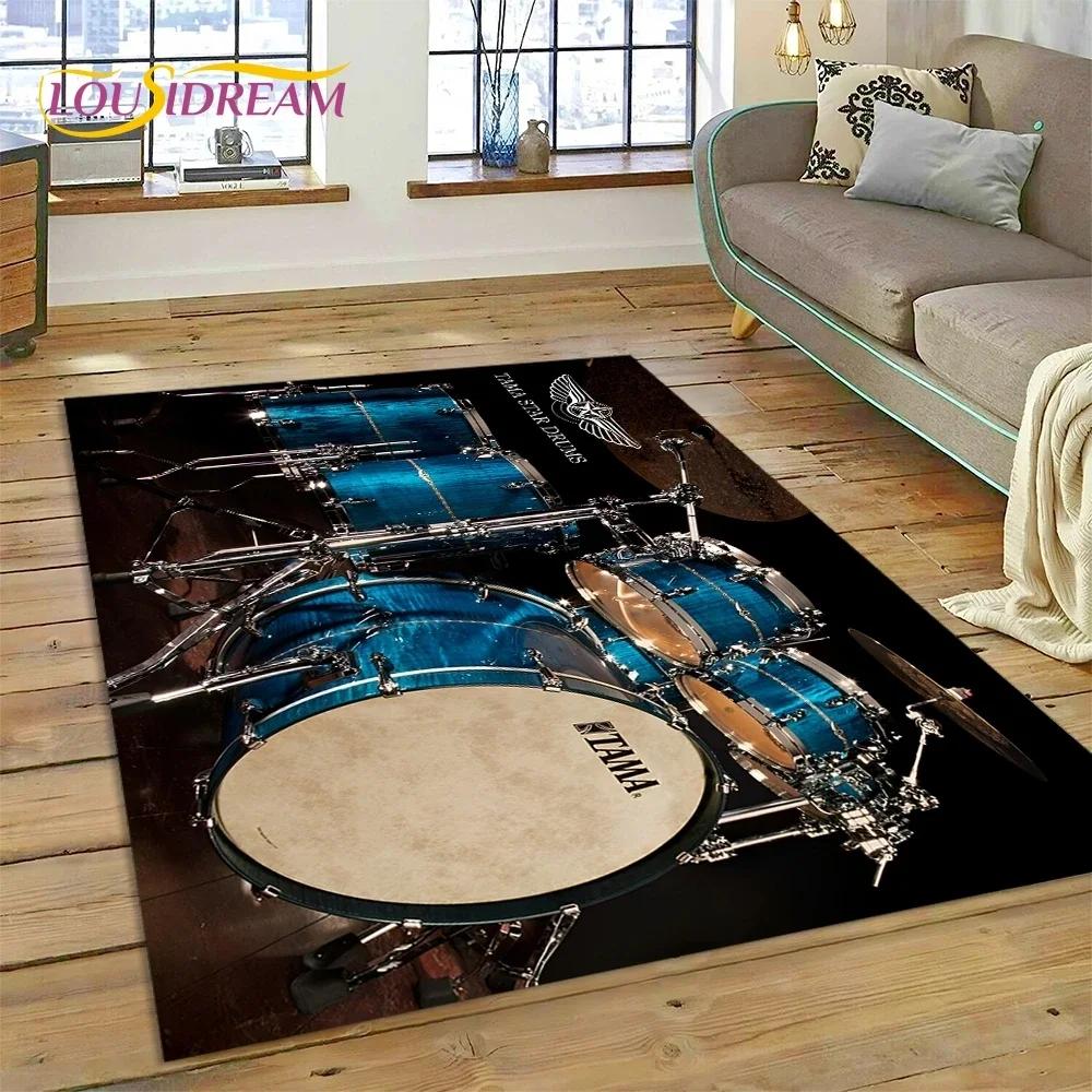 3D Drum Kit Drum Stand Set Music Instruments Carpet Rug for Bedroom Living Room Home Sofa Decoration,Child Large Decor Floor Mat
