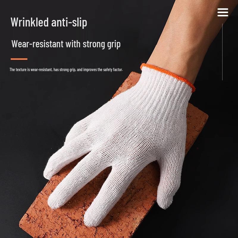 10 Pairs Anti-Slip Nylon & Cotton Gloves for Construction & Bricklaying - Wear-Resistant Labor Protection with Free Shipping