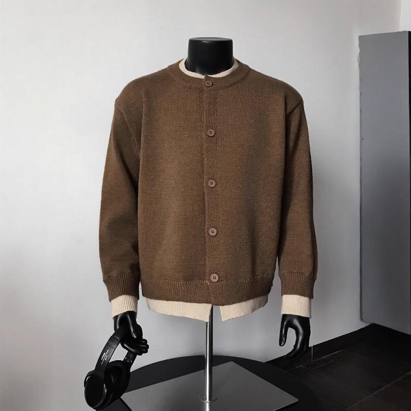

Men s Casual Retro Two-Piece Button Sweater: Versatile, Loose-Fit Spring Cardigan Coat. Extra Large коричневий