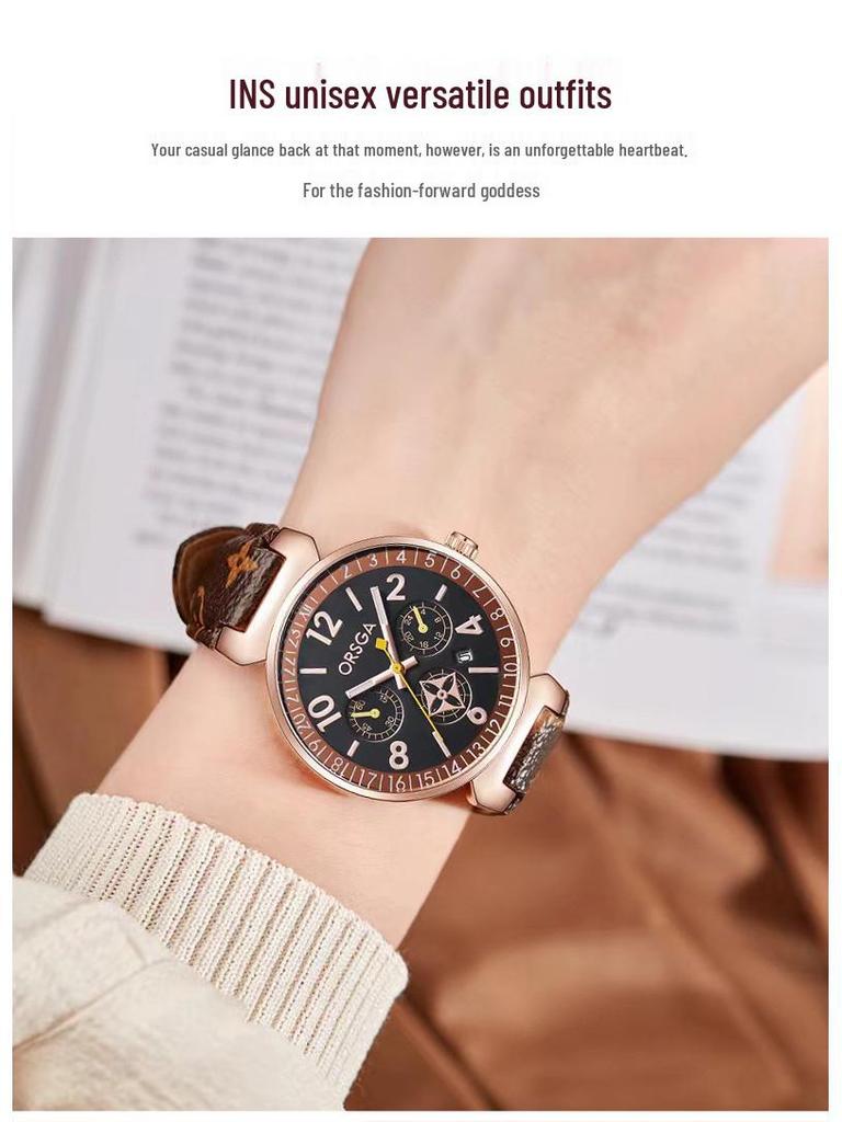 ORSGA Women's Fashion Waterproof Quartz Wristwatch - High-end Casual Calendar Design