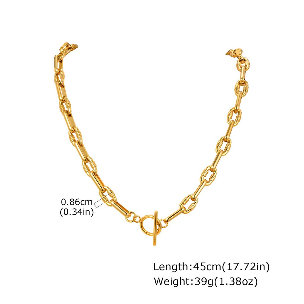 Jewelry Stainless Steel Embossed Oval Handmade Chain Gold Bracelet Ladies