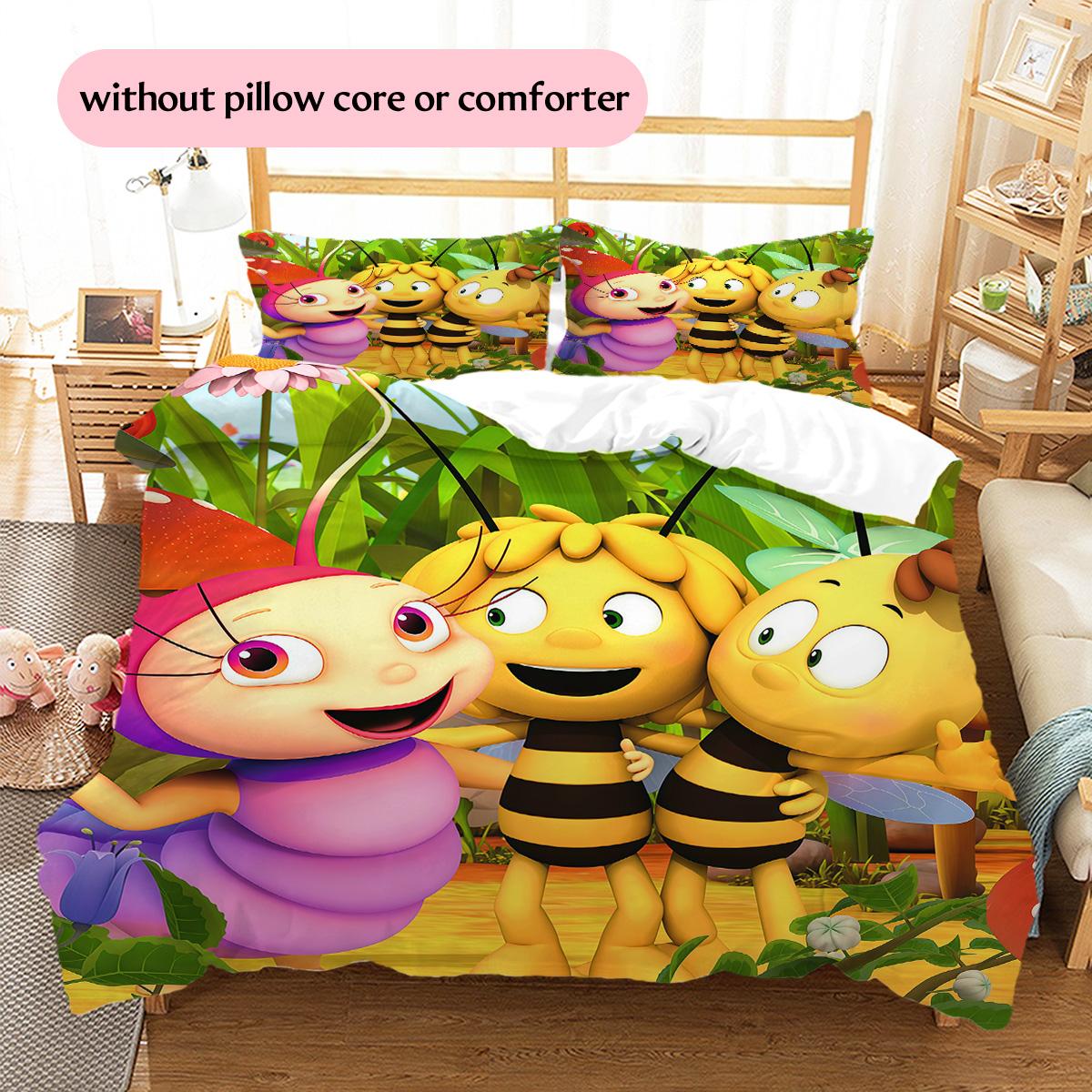 

Maya the Bee Pattern Bedding Quilt Set Home Decoration Gift (1 * duvet cover + 2 * pillowcase without core) 200x200cm
