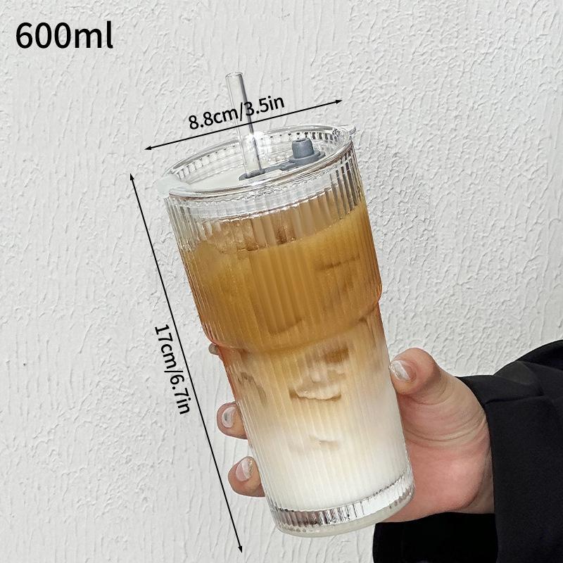 Stripe Glass Drinkware Cold Coffee Cups Transparent Latte Coffee Glass Iced Water Bottle Wine Cocktail Glass Cups Kitchen Gifts
