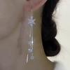 Zircon Snowflake Pendant Earrings Flower Dangle Ear Studs Long Tassel Earrings  Women Accessories