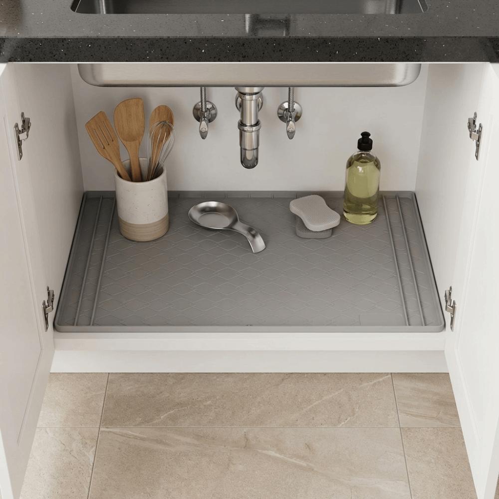 מזרן עמיד למים מלבני מתחת לכיור, מזרן מטבח מסיליקון עמיד למים, לשימוש בחדר אמבטיה