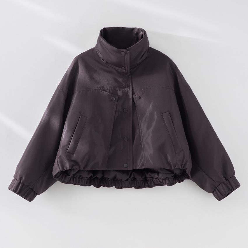 crisp metallic luster goose down jacket women's short design sense single-breasted down jacket jacket to keep warm in winter