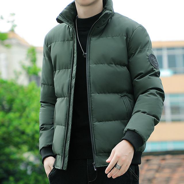 Puffer Jacket Men Stand Collar Casual Streetwear Cotton Padded Thick Warm Coat Lightweight Men Streetwear Clothes
