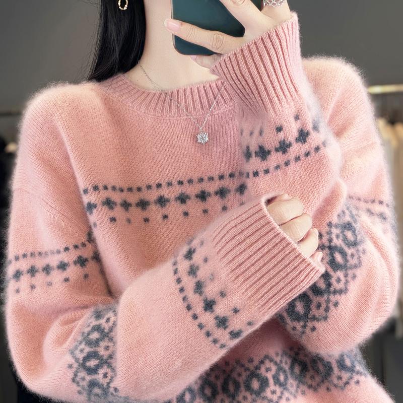 Women Sweater 100% Wool TIDENOVEL O-neck Knit Pullover Thick Winter Jumpers Female Knit Tops