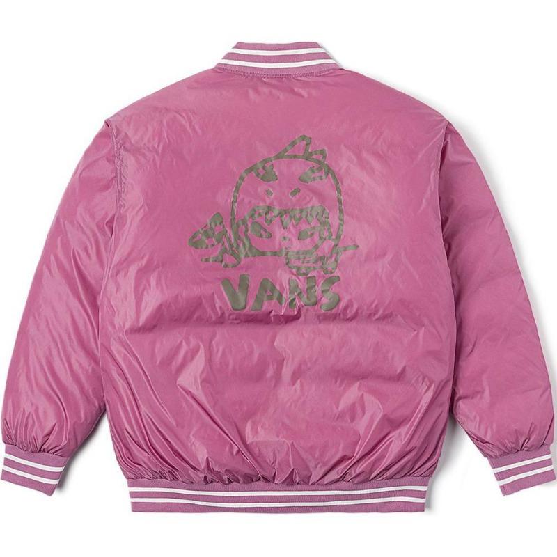 Vans X Hirono Collaboration Versatile Fashionable Comfortable Long Sleeve Jacket Unisex Jackets Gray Pink VN000KPMEKW