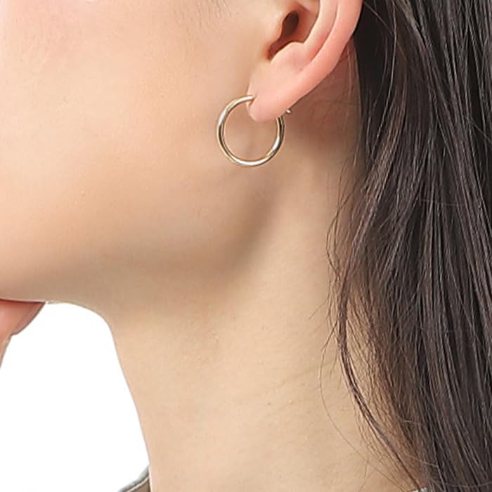 Petites créoles en platine jaune K18 900 x jaune [OKKO], tige, Japon, sans loquet, cadeau à une touche, accessoire, or, (2 mm 20 mm/or K18)