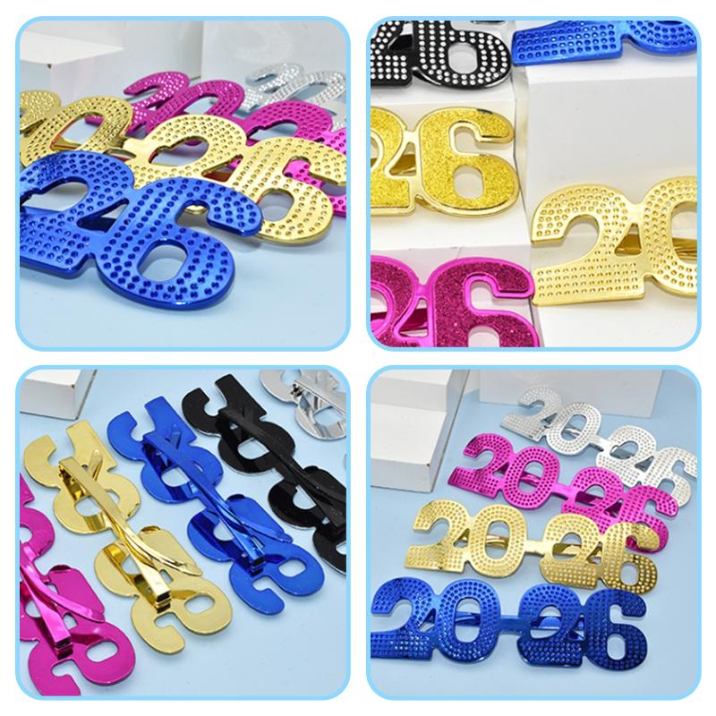 2026 Nummer Brillen 2026 Frohes Jahr Brillen Diamant Glitzer Sonnenbrille Cosplay Requisite Weihnachtsfeier Dekoration Lustige Brillen