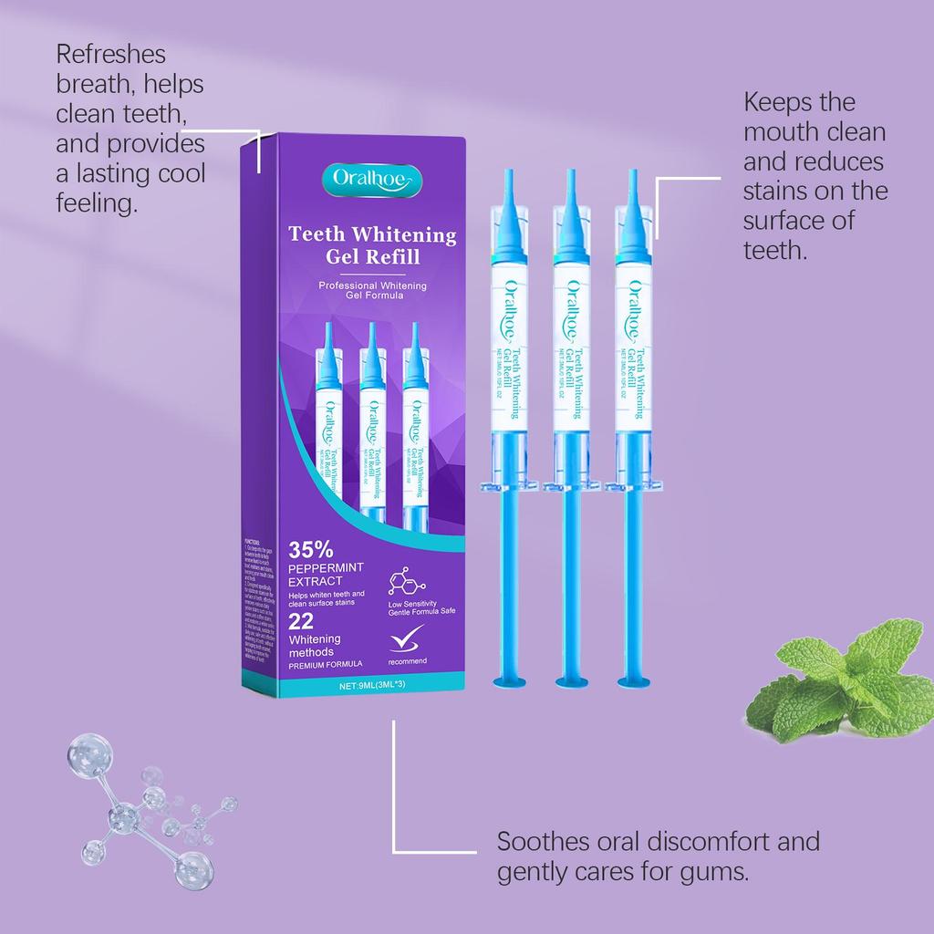 Oralhoe Гель для чистки зубов Мягкая ежедневная чистка Усиливающий пятновыводитель Отбеливающий уход за зубами